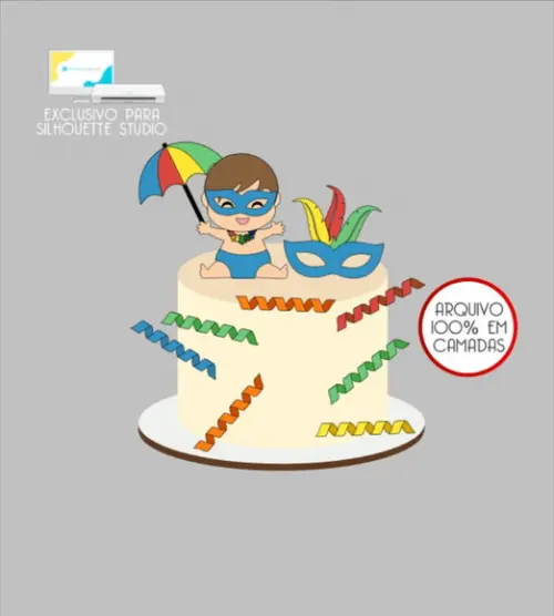 3468 - Arquivo Topo de Bolo Carnaval Menino Baby