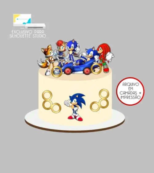 3482 - Arquivo Topo de Bolo Sonic