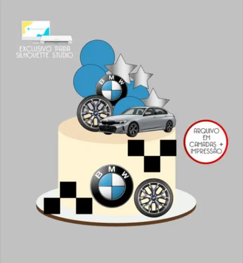 3496 - Arquivo Topo de Bolo Bmw