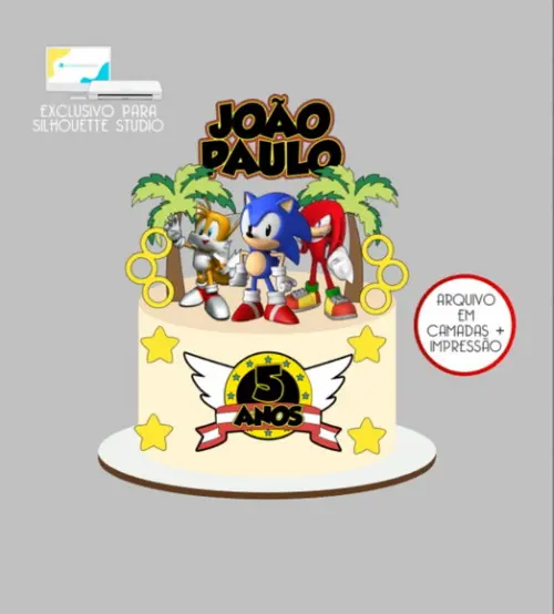 3500 - Arquivo Topo de Bolo Sonic