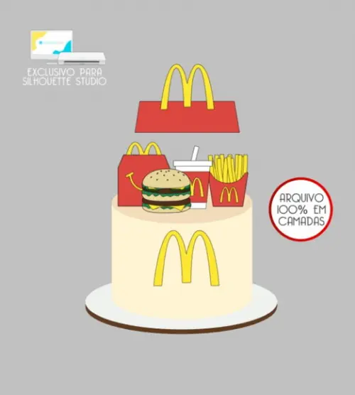 3518 - Arquivo Topo de Bolo Mc Donalds