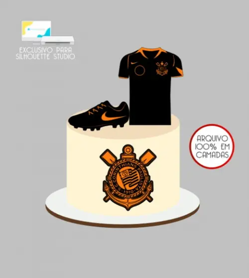 3519 - Arquivo Topo de Bolo Futebol Corinthians