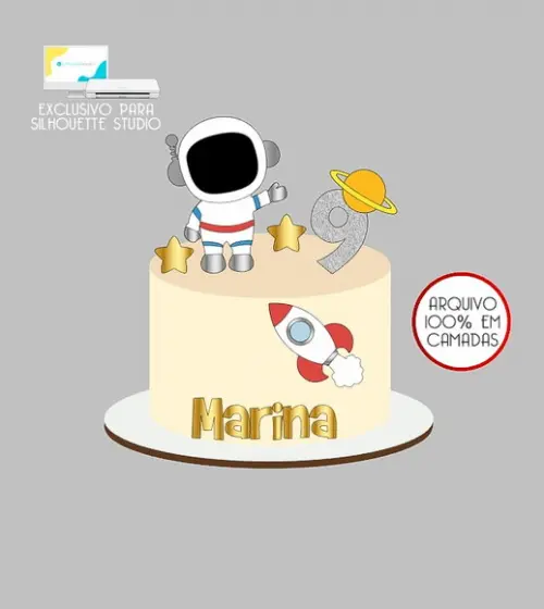 355 - Arquivo Topo de Bolo Astronauta