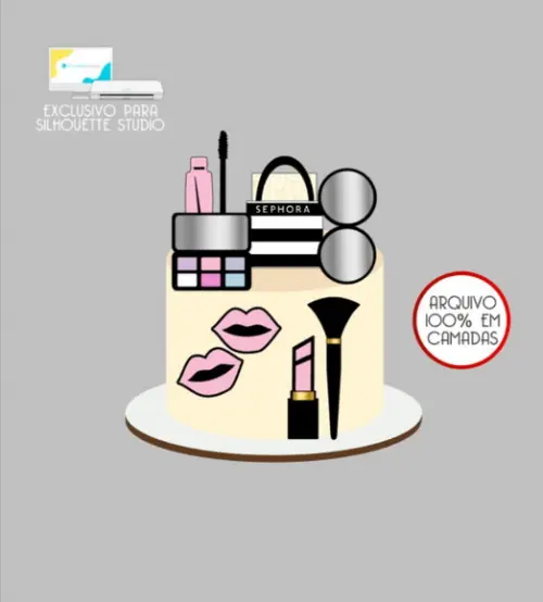 3557 - Arquivo Topo de Bolo Maquiagem Sephora
