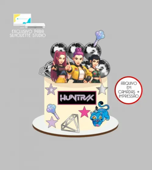 3561 - Arquivo Topo de Bolo Guerreiras do Kpop Demon Hunters