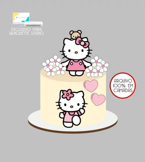 3558 - Arquivo Topo de Bolo Hello Kitty