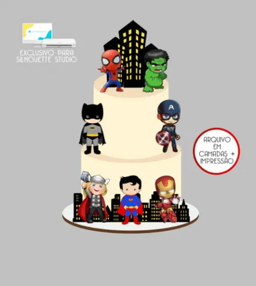 3579 - Arquivo Topo de Bolo Vingadores Baby Super Heróis