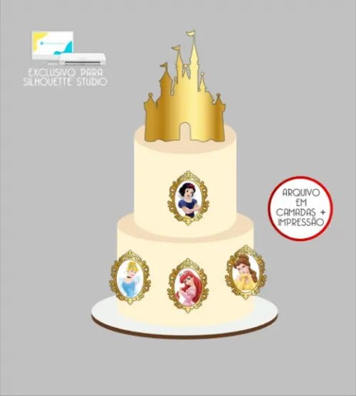 3585 - Arquivo Topo de Bolo Princesas Disney
