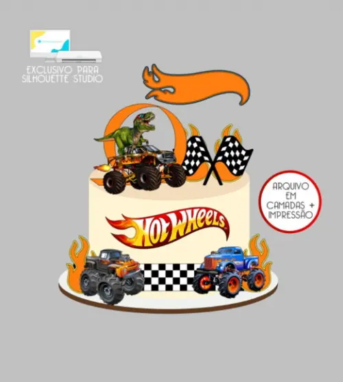 3583 - Arquivo Topo de Bolo Hotwheels Monster Truck