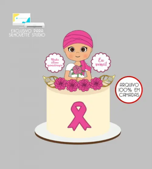 3589 - Arquivo Topo de Bolo Outubro Rosa Mulher