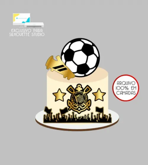 3595 - Arquivo Topo de Bolo Futebol Corinthians