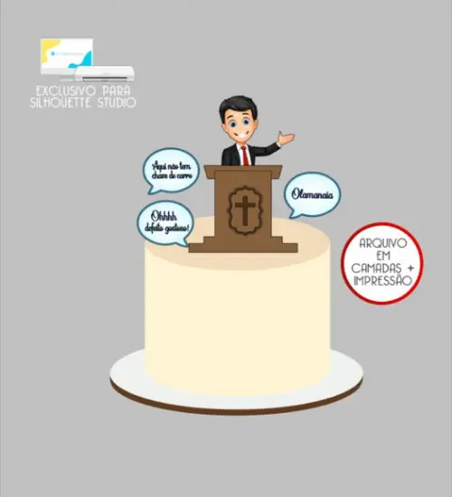 3593 - Arquivo Topo de Bolo Evangélico Pastor