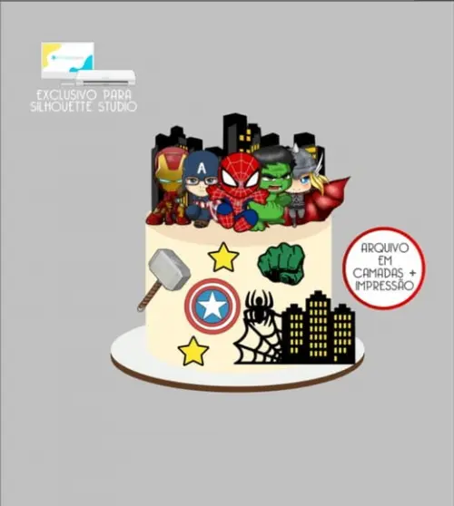 3603 - Arquivo Topo de Bolo Vingadores Baby Super Heróis
