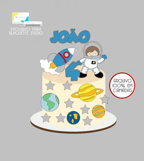 36 - Arquivo Topo de Bolo Astronauta