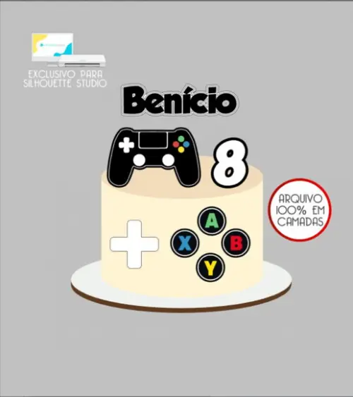 3612 - Arquivo Topo de Bolo Video Game Controle Ps4