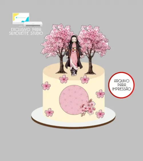 3615 - Arquivo Topo de Bolo Nezuko Demon Slayer