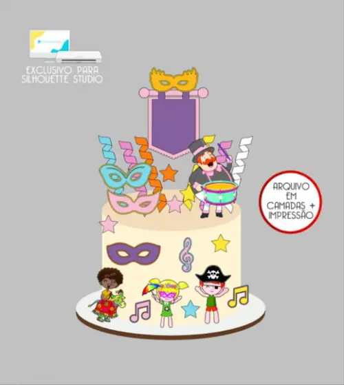 3618 - Arquivo Topo de Bolo Carnaval Mundo Bita