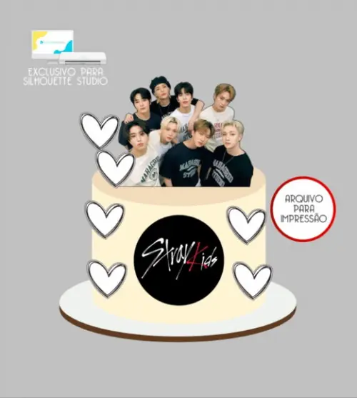 3628 - Arquivo Topo de Bolo Stray Kids
