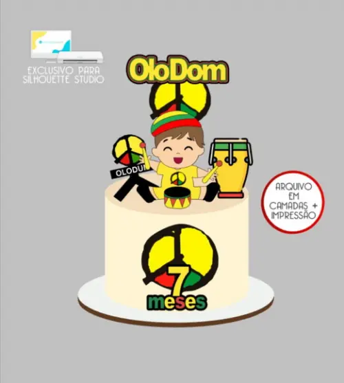 3638 - Arquivo Topo de Bolo Olodum Menino Baby