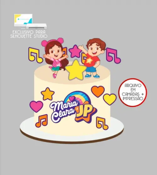 3635 - Arquivo Topo de Bolo Maria Clara e Jp