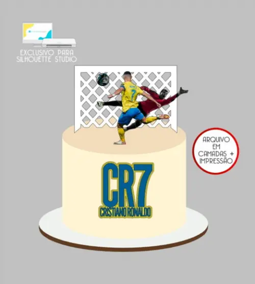 3634 - Arquivo Topo de Bolo Futebol Cr7 Al-nassr