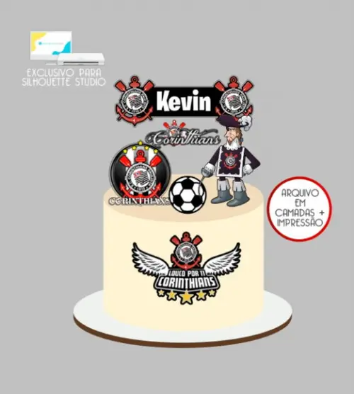 3651 - Arquivo Topo de Bolo Futebol Corinthians
