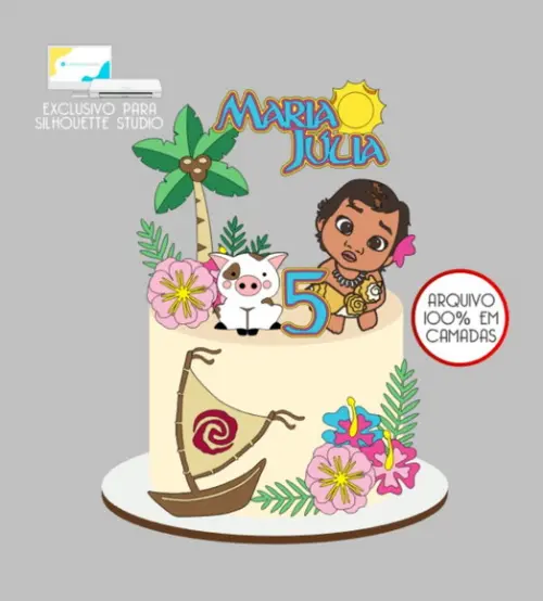 3660 - Arquivo Topo de Bolo Moana Baby