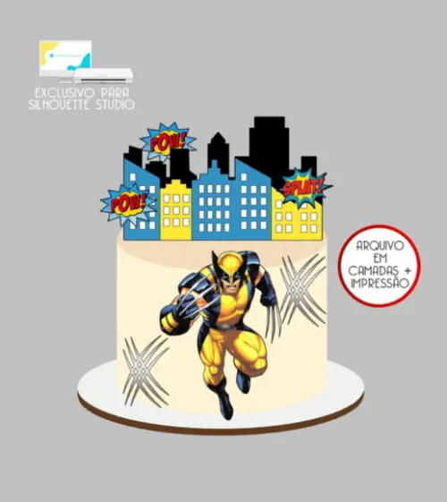 3659 - Arquivo Topo de Bolo Wolverine