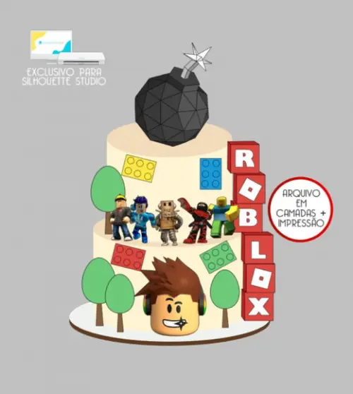 3669 - Arquivo Topo de Bolo Roblox Bomba Low Poly