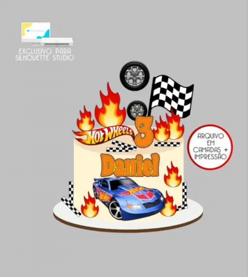 3662 - Arquivo Topo de Bolo Hotwheels
