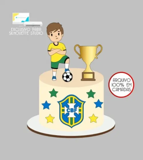 3685 - Arquivo Topo de Bolo Copa do Mundo Brasil Menino