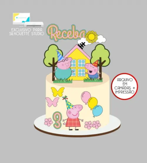 3687 - Arquivo Topo de Bolo Peppa Pig