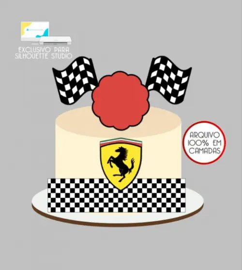 3690 - Arquivo Topo de Bolo Fórmula 1 Ferrari