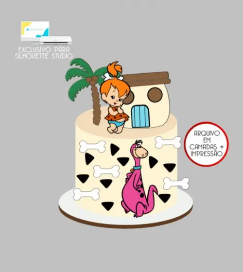 3697 - Arquivo Topo de Bolo Pedrita os Flintstones