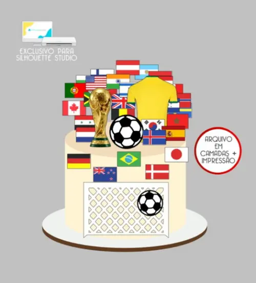 3699 - Arquivo Topo de Bolo Copa do Mundo Brasil