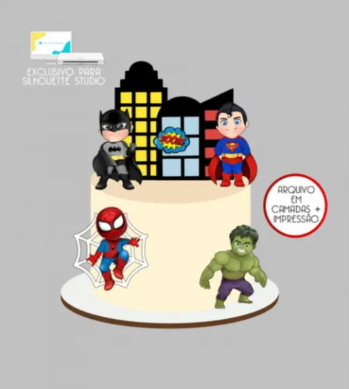 3713 - Arquivo Topo de Bolo Vingadores Baby Super Heróis