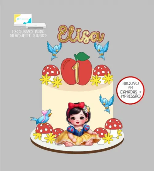 3712 - Arquivo Topo de Bolo a Branca de Neve Baby