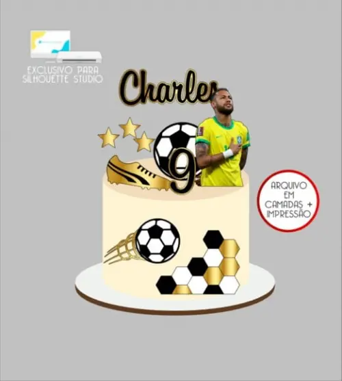 3729 - Arquivo Topo de Bolo Copa do Mundo Brasil Neymar