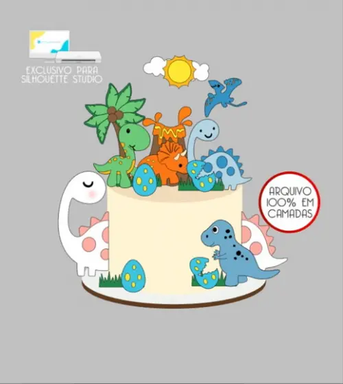 3731 - Arquivo Topo de Bolo Dinossauro Baby