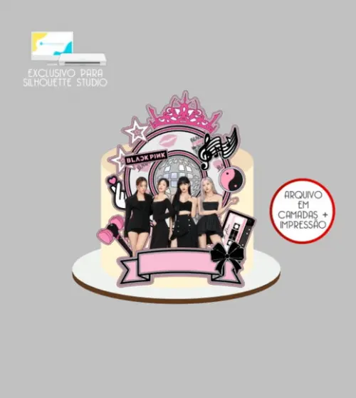3738 - Arquivo Topo de Bolo Blackpink