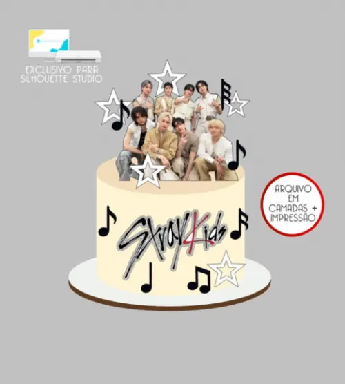 3746 - Arquivo Topo de Bolo Stray Kids