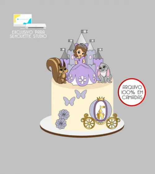 3751 - Arquivo Topo de Bolo Princesa Sofia