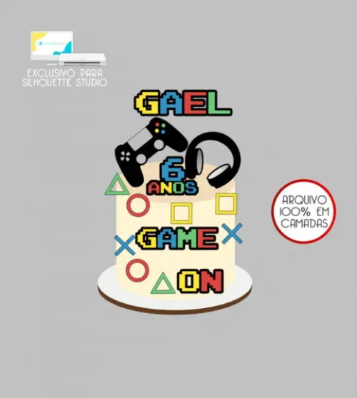 3757 - Arquivo Topo de Bolo Gamer Video Game