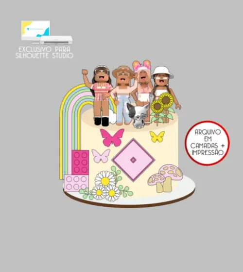 3762 - Arquivo Topo de Bolo Roblox Menina