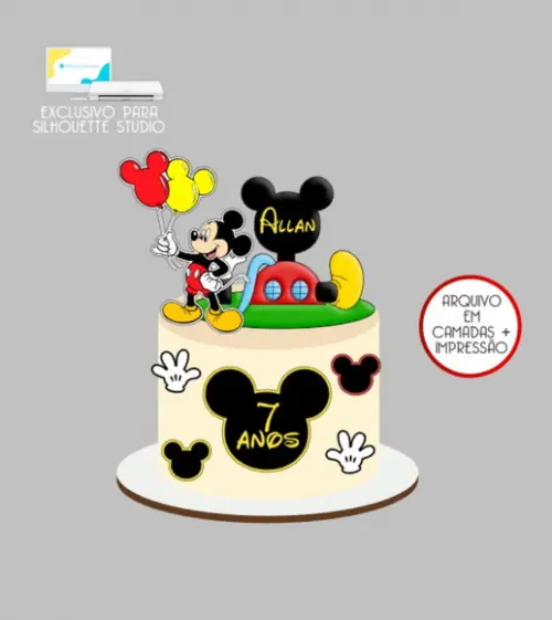 3764 - Arquivo Topo de Bolo Mickey Mouse
