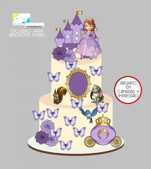 3766 - Arquivo Topo de Bolo Princesa Sofia