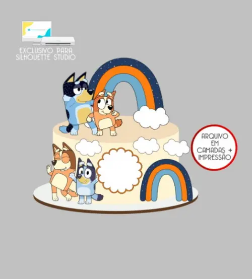 3785 - Arquivo Topo de Bolo Bluey