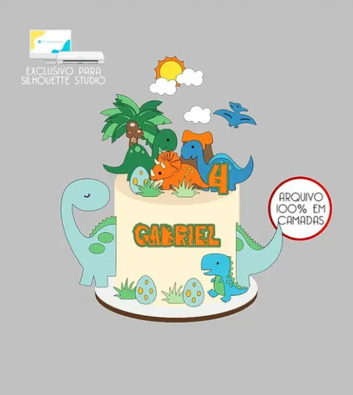 379 - Arquivo Topo de Bolo Dinossauro