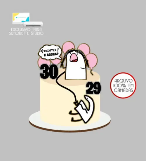 3786 - Arquivo Topo de Bolo Bento Flork Trintei e Agora