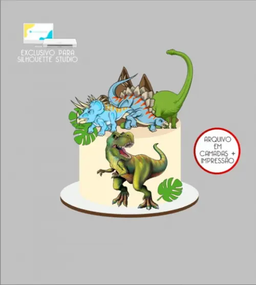 3803 - Arquivo Topo de Bolo Dinossauro Jurassic Park